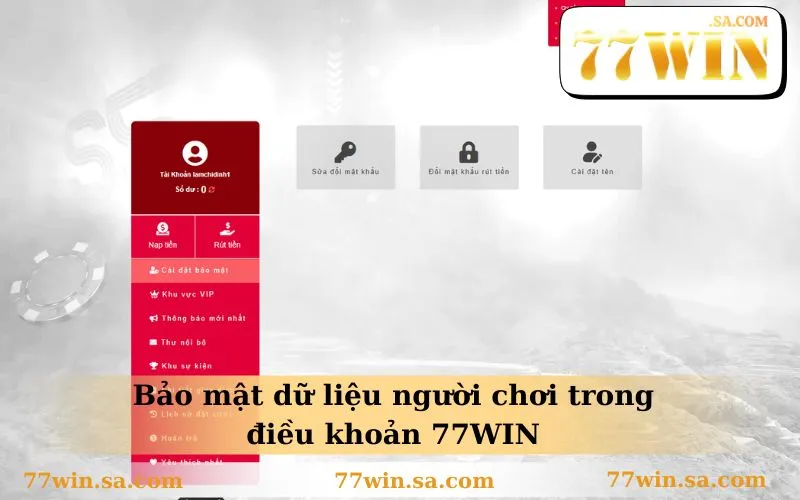 Điều Khoản Sử Dụng 77WIN 3 Bảo mật dữ liệu người chơi trong điều khoản 77WIN