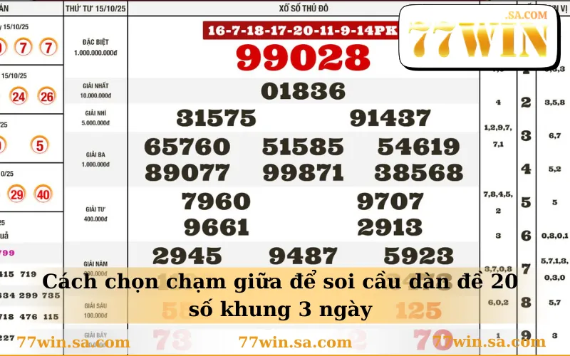 Cách chọn chạm giữa để soi cầu dàn đề 20 số khung 3 ngày